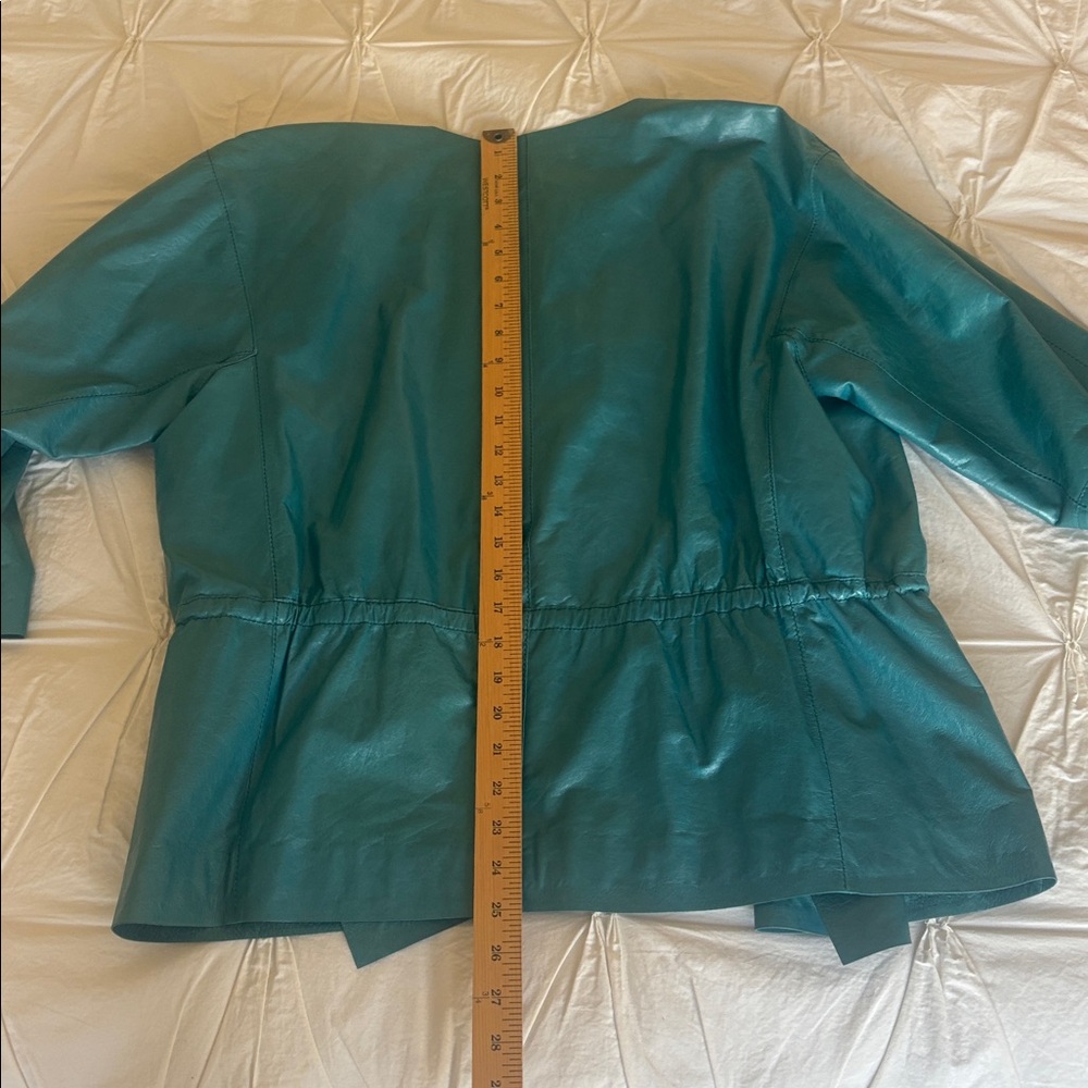 Lafayette 148 New York Turquoise Leather Jacket XL - Picture 4 of 7